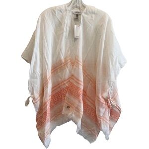 Calvin Klein Open Front Side Tie Swimsuit Cover-Up Shawl/Poncho OS